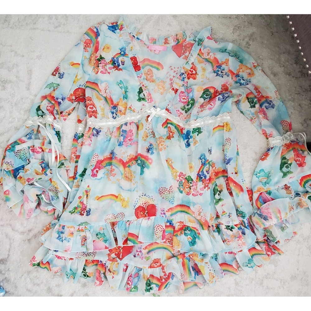 Dolls Kill x Care Bears Ruffle Chiffon Top sz 3X